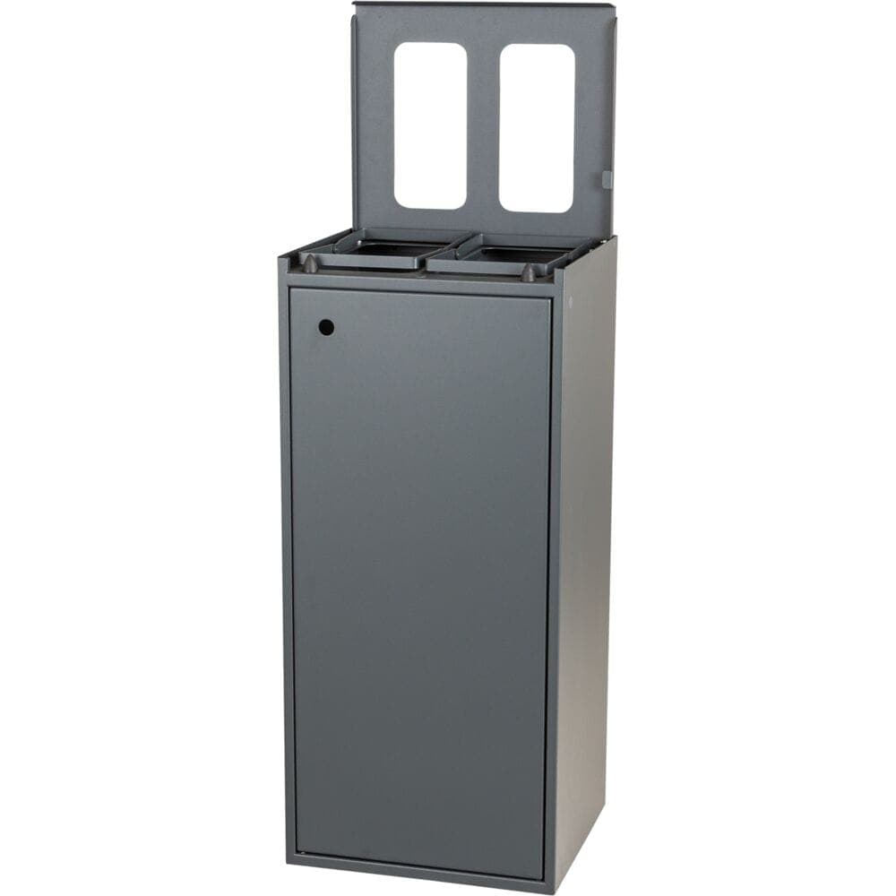 Ruslafata 2 hólfa 2x 60L grátt stál