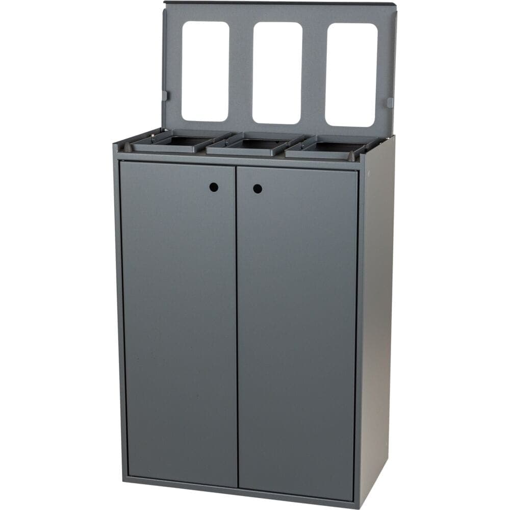 Ruslafata 3 hólfa 3x 60L grátt stál