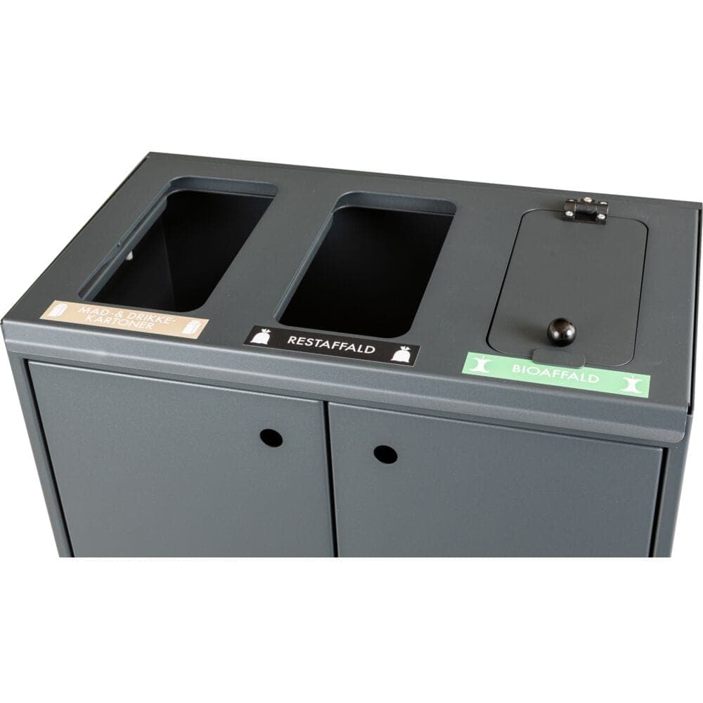Ruslafata 3 hólfa 3x 60L grátt stál