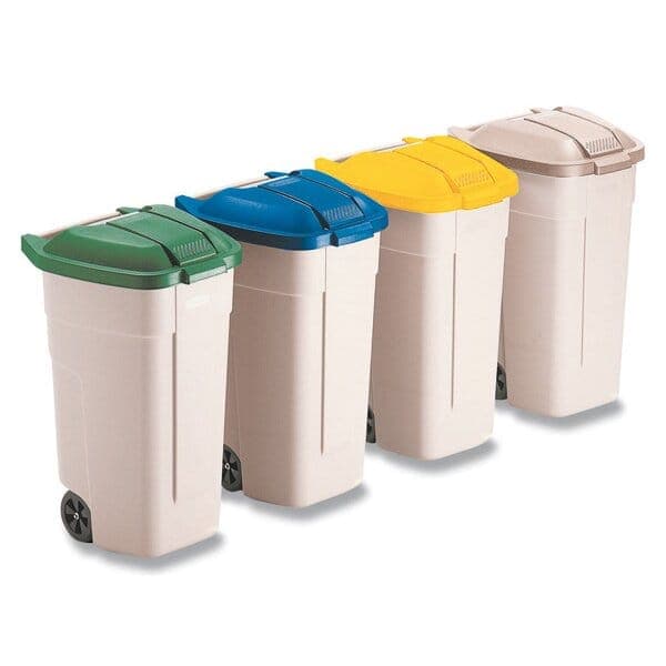 Rubbermaid, 110L beige, stór sorptunna á hjólum