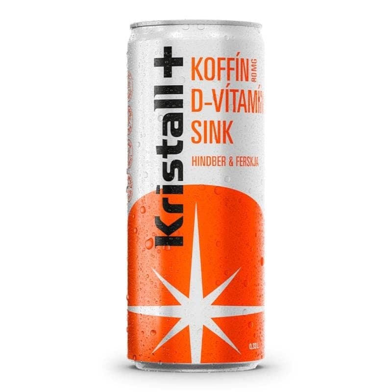 Kristall+ Hindber & Ferskja, 24x 330ml