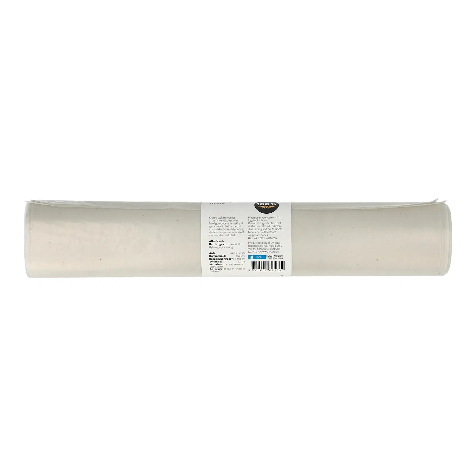 Plastpokar 100L 70x110cm 45micron, 18x 10stk